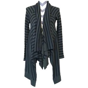 Splendid Thermal Cardigan Womens Size XS Draped Oversized Black Army Green